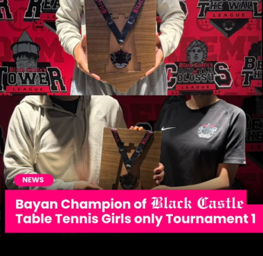 Bayan champion of Black Castle table tennis girls only tournament 1